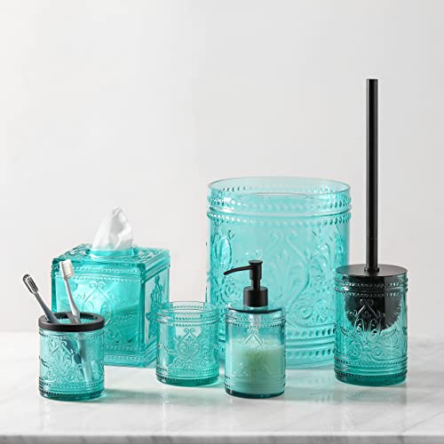 Glass Decorative Toilet Bowl Cleaner Brushes & Holder Set for Bathroom Accessories Storage/Organization/Decoration- Teal Blue (Brush and Holder only) - Image 7