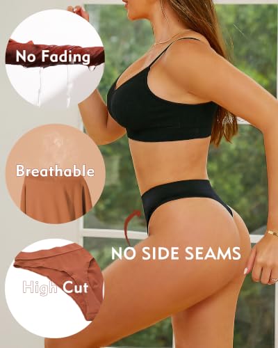 Image of High Waisted Thongs for Women Panties Tangas Sport Seamless Underwear 6Pack