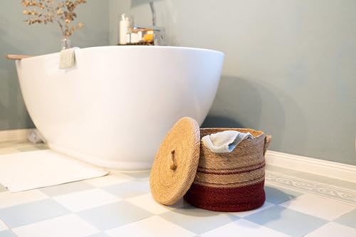 Panier à linge en herbe marine lot de 2 paniers de rangement boho - 4