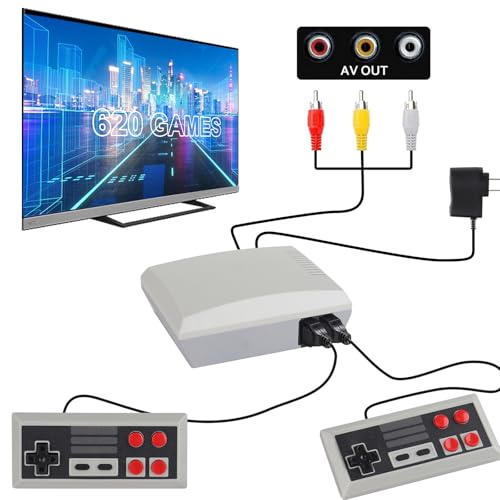 Retro Game Console, Classic Mini Video Game Console Built-in 620 Classic Games, AV Output and Dual Game Controllers