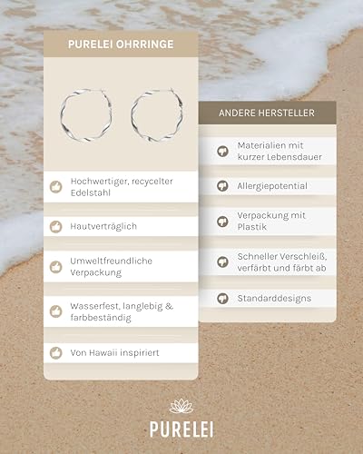 Purelei Ke Kai Ohrringe (Silber) – Damenohrringe aus langlebigem Edelstahl – Wasserfeste Ohrringe Damen – 4,2 cm Durchmesser… – Ansicht 4