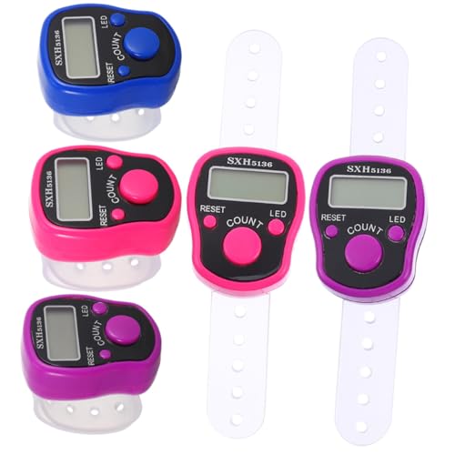 ifundom 5Pcs LED Digital Tally Counter Mixed Color Handheld Finger Counters for Accurate Counting Portable and Lightweight Design for Exercise Outdoor Activities and More
