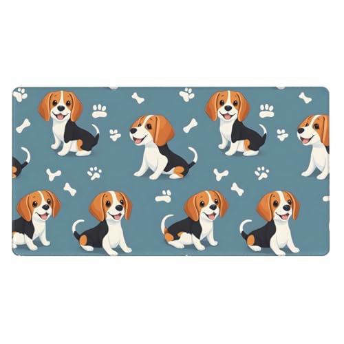 Grand tapis de souris de jeu en caoutchouc avec motif chiot et bords cousus pour bureau