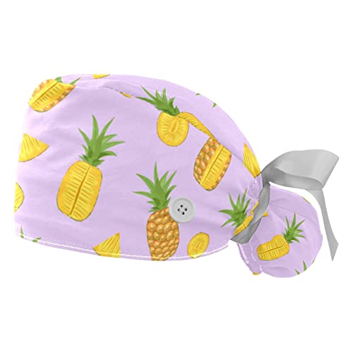 Chapeaux bouffants et casquettes de travail respirantes JDEZ ananas pour homme femme
