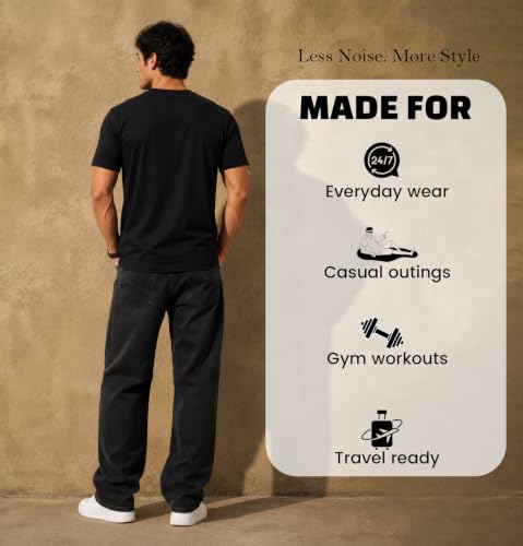Image of Sleepynuts Men's Everyday Wear Crew Neck Regular Fit T-Shirt | Half Sleeve Solid Plain Casual T-Shirt for Men | Soft Breathable Fabric |