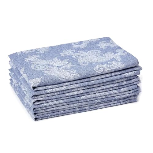Encasa Xo TN-03504-45X45-6 Encasa Dining Table Napkins Set Of 6 I Size 18X18 In I Floral Blue Jacquard Style Print cover