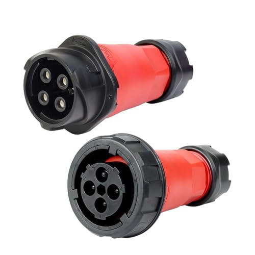 1Pcs DL28 4 Pin Waterproof Connector Screw-in/Crimp/Solder Type Power Connector for Industrial/Automotive/Outdoor Equipment(Type C Set,Crimping Type_RED Shell)