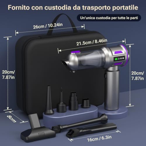 Image of Yomile Mini Vacuum Cleaner, 2 in 1 27000PA Brushless Car Vacuum Air Duster 9000mAh Battery Air Blower Wireless Handheld Vacuum for Car,Office and Home