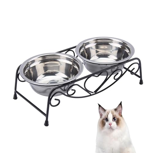 Ciotole per Animali Domestici Rialzate in Acciaio Inossidabile Con Supporto in Ferro, Doppio Piatto per Cibo per Gatti E Acqua per Cani Ciotola Acqua Cane Ciotola per Gatti