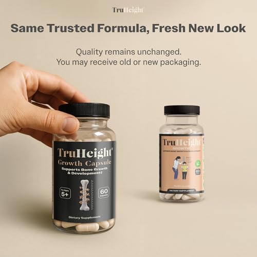 TruHeight Growth Capsules - Tall Nutrition for Natural Growth Supplement for Kids & Teens - Pediatric Vitamin D, K, Calcium & Ashwagandha - Bone Strength - Kids Vitamins D3 K2 Pills, Taller Ages 5+