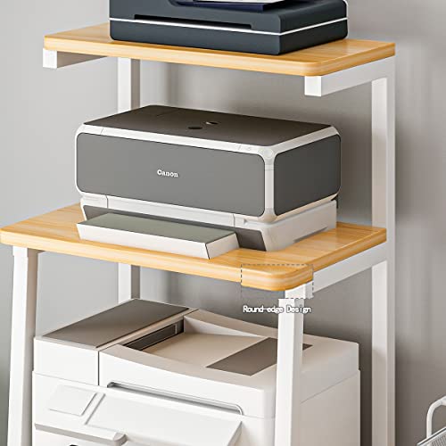 Furist Desktop Printer Stand with Storage, 3-Tier Multifunctional Stand for Printer Scanner, Book Shelf Printer Stand Tables for Small Space(Natural Colour) - Thumbnail 5