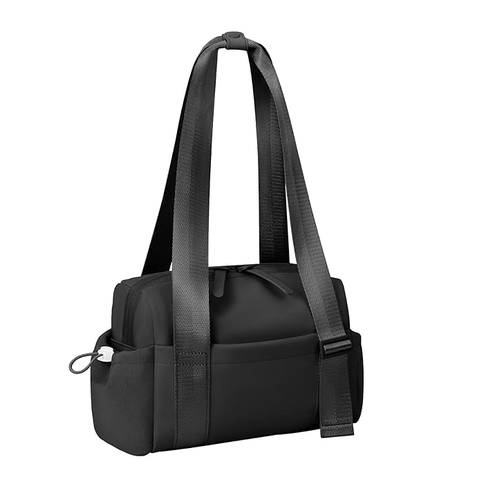 Small Gym Bag with Adjustable Straps โ Lightweight Duffle Tote for Workout, Travel, or Daily Use โ Water-Resistant Fitness Shoulder Bag with Side Pocket (Black)