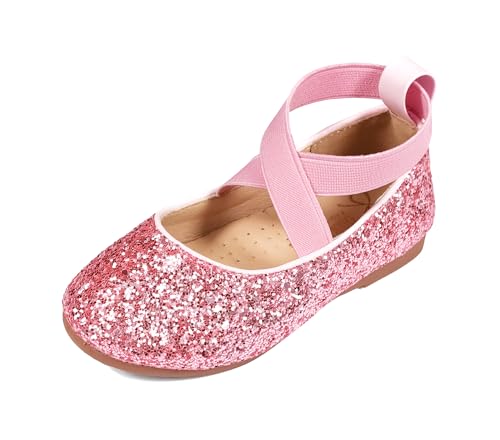 TRIWORIAE-Zapatos de Princesa para Niñas con Lentejuelas Purpurinas para Disfraz, Fiestas, Bodas, Sandalias Elegantes Rosa 29