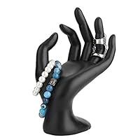 Jewelry Display Holder, Black Mannequin Hand OK Gesture Rings Display Stand Resin Velvet Earrings Bracelet Artcraft Hand Display Rack Supporter Jewelry Organizers Show Case(Resin)