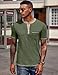 COOFANDY Mens T Shirts Basic Retro Pullover Shirt Lightweight 4 Button T-Shirts Summer Beach Tshirts Shirts Fashion Collarless Shirts Army Green