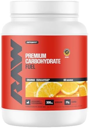 RAW Fuel, Premium Endurance Supplement Powder, Orange (60 Servings) - Peak Performance, Hydration & Stamina During Workouts, Training or Competition - 24g of Carbohydrates & 300mg of Sodium