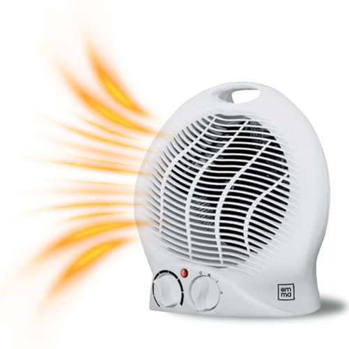 Home Goods Calefactor Eléctrico 2000W Bajo Consumo, Termoventilador con 2 Niveles de Potencia, Protección Antivuelco y Contra Sobrecalentamiento, Calefactor Portátil,Termostato Regulable (Blanco)