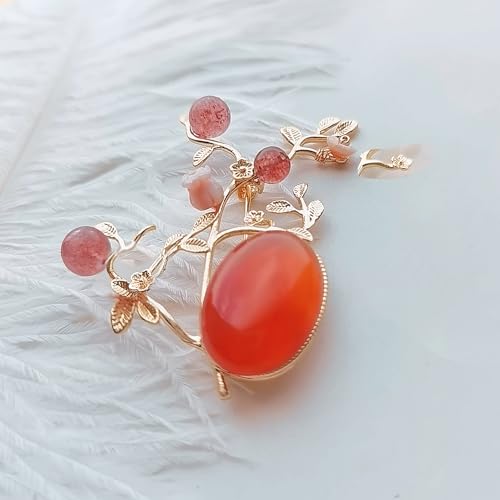 Image of Brooches for Women with Crystal, Pink Flower, Rhinestone Brooches Pins Elegant Jewelry Blossom Fashionable Gifts Ladies Bouquet Brooches Pin for Birthday, Party, New Year, Wedding