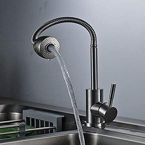 Kitchen Taps Kitchen Faucet Faucet Stainless Steel Kitchen Sink Faucet Single Lever 2-Way Mixing Faucet 360 Degree Rotating Spout