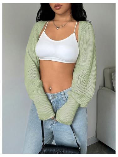 Image of Milumia Women's Crochet Bolero Shrug Top Y2k Long Sleeve Drop Shoulder Crop Cardigan