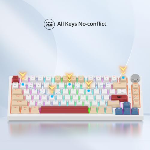 Image of Fogruaden Wired 75% Percent TKL Mechanical Gaming Keyboard, Hot Swappable, Gasket Mount, Creamy Linear Red Switch, RGB Backlit, Sound Absorbing Pads, NKRO, Compact, Custom Keyboard
