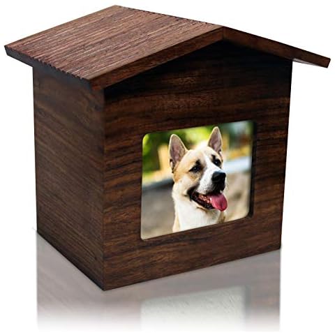 Royal Matter Rosewood Photo Frame Dog House Cremation Pet Urn 6.25″ L x 5″W x 5.5″ Capacity: 60 cu. in. Cover