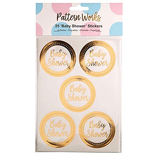 Neviti Motif Fonctionne  Autocollant Baby Shower, Doré, Lot de 25