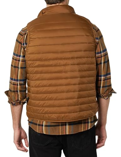 Amazon Essentials Herren Leichte, Wasserbeständige Pufferweste, Verstaubar, Hellbraun, L