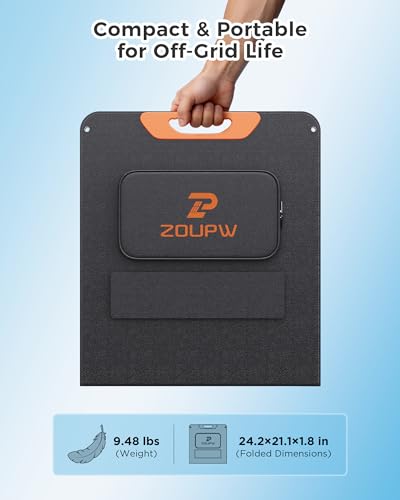 Image of ZOUPW 100W Portable Solar Panel for Power Station,23.5% Efficiency Mono Foldable Solar Charger for Jackery 300 /Ecoflow River /Anker /Bluetti,IP67 Waterproof for Camping RV Off-Grid Emergency Power