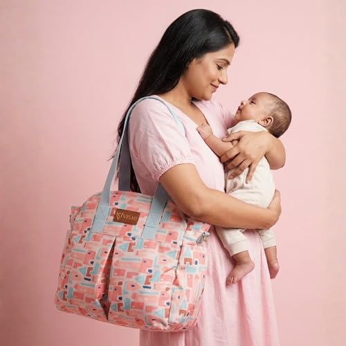 Image of VISMIINTREND Diaper Tote Bags for Mother | Materinity Travel Handbags | Multi Pockets Water Resistant Diaper Bags | Hospital Messenger Bags for New Mom | Gift for New Born Baby & Girl