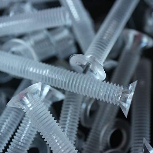 Caterpillar Red 20 x Tuercas y Tornillos avellanados con Agujero Transversal, Plástico Acrílico Transparente, M5 x 40mm - Tornillos de Plástico Acrílico, Transparente Tornillos de Cabeza Plana