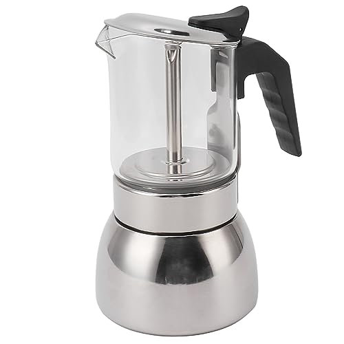 LUCKDANO Moka Moka de Acero Inoxidable con Doble Válvula, Alta Temperatura, Multifuncional, Portátil para Uso Doméstico y Cafetería (300ML)