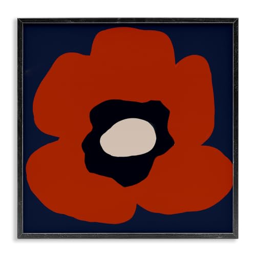 'Bold Red Flower Blossom Modern Geometric'| Framed Giclee Art