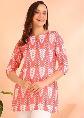 Image of MS VHCK ENTERPRISE Women's Short Kurti in TopsTunic Rayon Cotton Blend | Ladies Ethnic Tunic