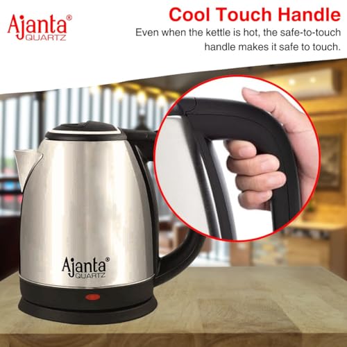 Image of Ajanta Quartz Quikhot Stovekraft Amaze Plus Electric Kettle (Upgraded Model) | 1.5 Litre Stainless Steel Body | BPA-Free | Auto Shut-Off | Ideal for Boiling Water, Tea, Coffee, Noodles & Soup (Silver)