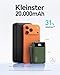 INIU Power Bank, Ultra Klein 20000mAh 22.5W Schnellladefunktion Power Bank, USB-C In&Out Externe Handyakkus, Klein Aber Stark Akkupack für iPhone 17 16 15 Pro, Samsung S25 S24, iPad, Grün