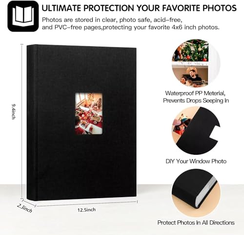 Photo Album 6x4 450 Photos with Writing Space, 6x4 Photo Album Linen Cover with Front Window - Image 3