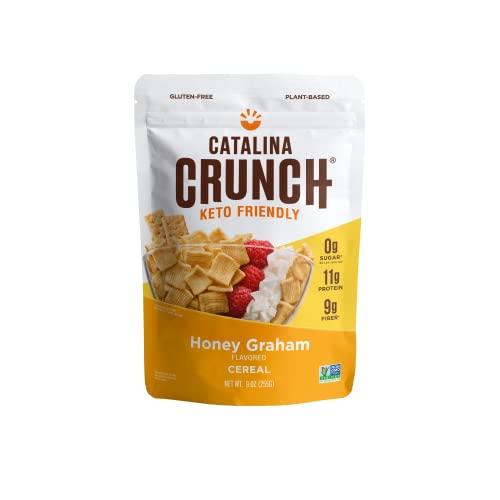 Catalina Crunch Honey Graham Keto Cereal (9oz Bags) | Low Carb, Sugar Free, Gluten Free, Grain Free | Keto Snacks, Vegan, Paleo, Plant Based | Breakfast Cereals | Keto Friendly Food