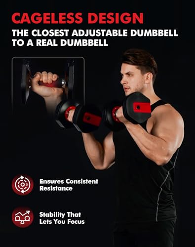 Image of Mikolo Hex Cageless Adjustable Dumbbell Set of 2, 26.5lbs Pair Weights Dumbbell Set with Storage Box, 6-in-1 Adjustable Weights with Anti-slip Grip, Weight Set For Home Gym Suit both Men and Women