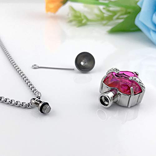 Urn Necklaces for Ashes "Always in My Heart" Heart Cremation Jewelry Memorial Pendant Birthstone Necklace (July URN)