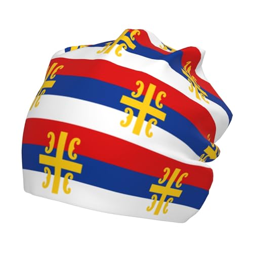 Flag of The Serbian Cross Children Hip Hop Knitted Hat Kids Elastic Leisure Knit Cap Warm Sleep Beanies Black