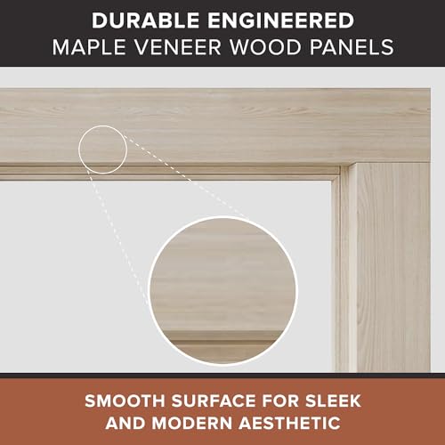 Image of Modern Ember Sabine Wood Fireplace Mantel Surround Kit, Unfinished 48 inch x 42 inch Opening | 72 inch x 54 inch Overall | Minimal Modern Aesthetic; Includes Wooden Mantel Surround & Shelf