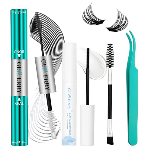 GEMERRY Lash Kit 3 PCS Lash Bond and Seal with Lash Glue Remover and Lash Tweezers Waterproof Eyelash Glue for Lash Clusters Fast Removal Lash Extension Remover Lash Applicator Tools for Beginners
