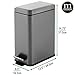 mDesign Pedal Bin — Waste Bin with Pedal, Lid and Plastic Bucket Insert for Bathroom, Kitchen, and Office — Metal Household Rubbish Bin with Ergonomic Design — Dark Grey