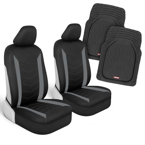 Image of Motor Trend (2) Car Seat Covers for Front Seats with (2) Trimmable Car Floor Mats - Universal Fit Auto Accessories for Cars, Trucks, SUVs, Vans - Interior Protection and Vehicle Interior Shield Combo
