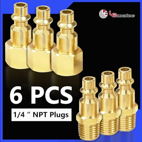 LE LEMATEC 15-PC Air Compressor Hose Fitting Kit - 1/4" NPT Quick Connect Air Hose Fittings, Solid Brass Connectors, Storage Case Included