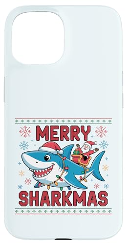 Merry Sharkmas AO[Z[^[ T^ CfBO V[N Cgt X}zP[X iPhone 15 p