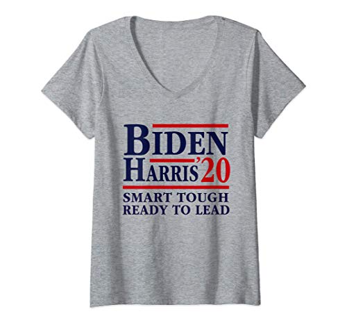 Femme Joe Biden Kamala Harris 2020 Smart Tough Ready To Lead T-Shirt Femme avec Col en V