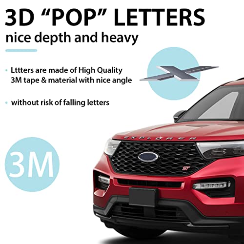 3D Raised Front Hood Grill Letters Decals Badge Emblem Nameplate Compatible For 2011-2020 2021 2022 Explorer Stickers - Matte Silver #TOP1