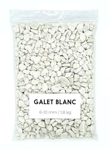 Landare Galet Blanc 1,8Kg - Galets Decoratif - Galet Aquarium - Cailloux Decoratif - Galets Blanc Jardin - Gravier Jardin Exterieurr (6-10 mm) (Blanc)